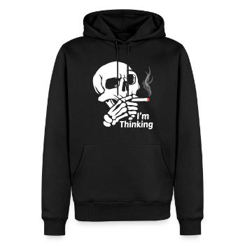 Skull Garage Nightmare Fear Hell Death Skeleton - Men’s Premium Organic Hoodie - black - Front - Nico (187cm)