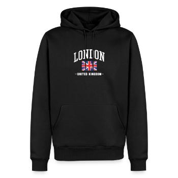 Londres - Sweat à capuche Premium bio Homme - noir - Devant - Nico (187cm)