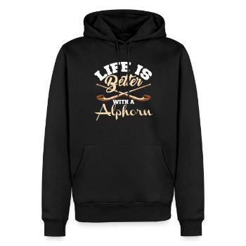 Alphorn Musikinstrument Musikantenleben in der - Männer Premium Bio Hoodie - Schwarz - Vorne - Nico (187cm)