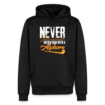 Alphorn Old Man Musikinstrument Schweiz Alpen Souv - Männer Premium Bio Hoodie - Schwarz - Vorne - Nico (187cm)