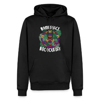 Sei freundlich Frieden Hippie Liebe Freiheit und G - Männer Premium Bio Hoodie - Schwarz - Vorne - Nico (187cm)
