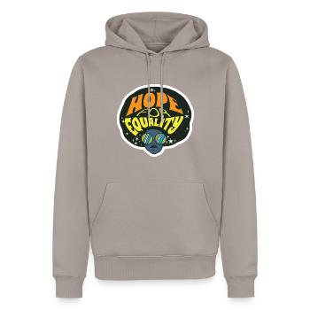 Black Equality Black History Month Mela - Men’s Premium Organic Hoodie - taupe - Front - Nico (187cm)