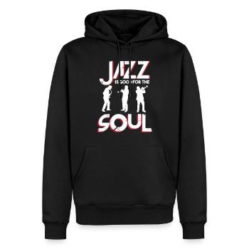 Musicien Jazz Soul Saxophone Music Orchestra - Sweat à capuche Premium bio Homme - noir - Devant - Nico (187cm)