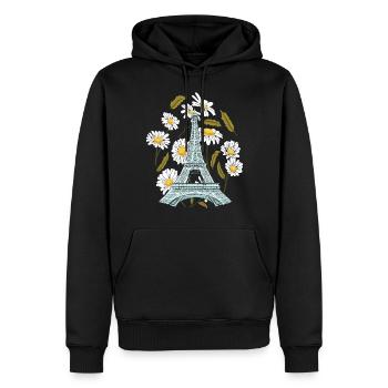 Tour Eiffel Fleur d’automne Paris Automne en France - Sweat à capuche Premium bio Homme - noir - Devant - Nico (187cm)