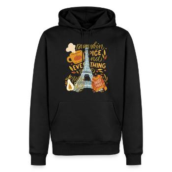 Paris Hello Autumn Pumpkins sur la Tour Eiffel Automne - Sweat à capuche Premium bio Homme - noir - Devant - Nico (187cm)