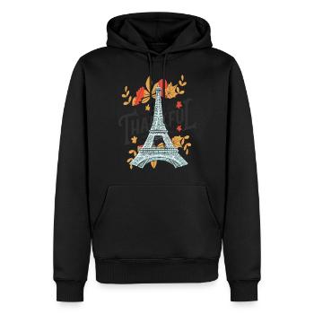 Herbstblätter in Paris Eiffelturm Herbststimmungen - Männer Premium Bio Hoodie - Schwarz - Vorne - Nico (187cm)