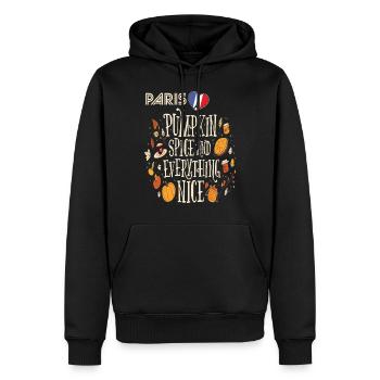 Citrouille Paris Automne Tour Eiffel Automne en France - Sweat à capuche Premium bio Homme - noir - Devant - Nico (187cm)