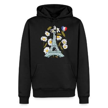 Tour Eiffel en automne Paris souvenir automne en Fran - Sweat à capuche Premium bio Homme - noir - Devant - Nico (187cm)
