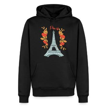 Paris avec les feuilles d’automne Tour Eiffel en automne Fran - Sweat à capuche Premium bio Homme - noir - Devant - Nico (187cm)