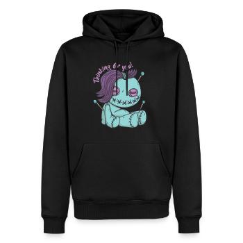 Zombie Voodoo Puppe, die an dich denkt! Halloween- - Männer Premium Bio Hoodie - Schwarz - Vorne - Nico (187cm)