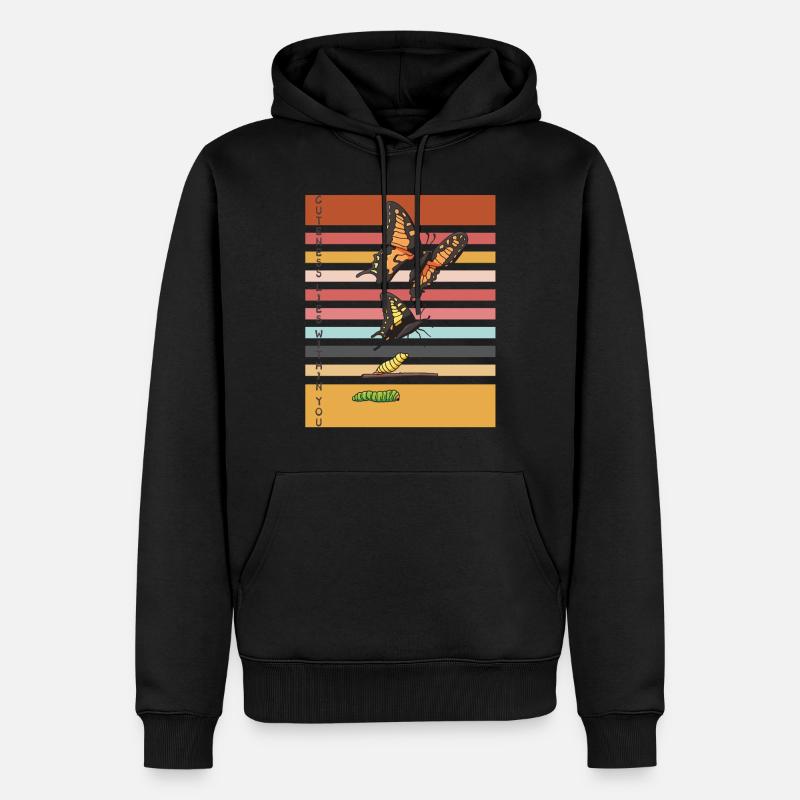 Niedlicher Schmetterling Evolution Schmetterlinge - Männer Premium Bio Hoodie - Schwarz