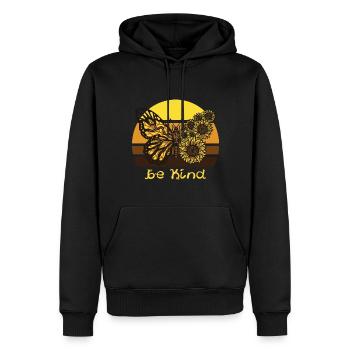 Être enfant papillon tournesol papillons L - Sweat à capuche Premium bio Homme - noir - Devant - Nico (187cm)