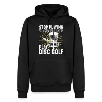 Disc Golf Disc Golfer - Men’s Premium Organic Hoodie - black - Front - Nico (187cm)