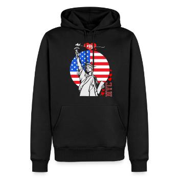 NY Souvenir New York City Manhattan États-Unis - Sweat à capuche Premium bio Homme - noir - Devant - Nico (187cm)