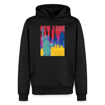 NY Souvenir New York City Liberty Island USA - Männer Premium Bio Hoodie - Schwarz - Vorne - Nico (187cm)
