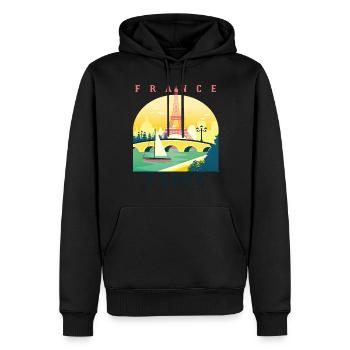 Ich liebe Paris und Eiffelturm Bonjour aus Frankre - Männer Premium Bio Hoodie - Schwarz - Vorne - Nico (187cm)