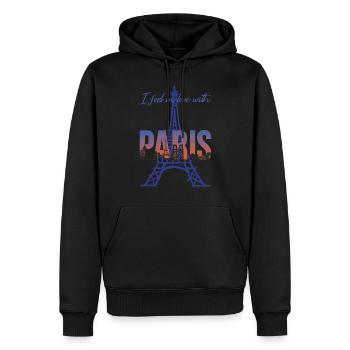 Eiffelturm Ich liebe Paris Bonjour aus Frankreich - Männer Premium Bio Hoodie - Schwarz - Vorne - Nico (187cm)