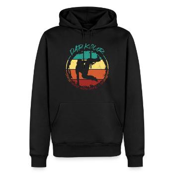 Verrückter Parkour Freestyle Running Jumper City T - Männer Premium Bio Hoodie - Schwarz - Vorne - Nico (187cm)