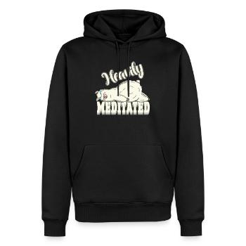 Peaceful But Heavily Meditated Yoga Lama Lazy - Männer Premium Bio Hoodie - Schwarz - Vorne - Nico (187cm)