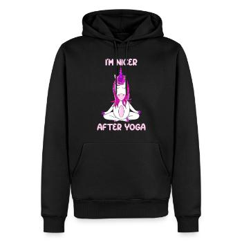 Magical I am Nicer After Yoga Unicorn Mystic - Männer Premium Bio Hoodie - Schwarz - Vorne - Nico (187cm)