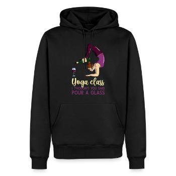 Comical Yoga Class I Thought You Said Pour A Glass - Männer Premium Bio Hoodie - Schwarz - Vorne - Nico (187cm)