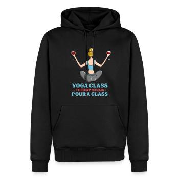 Amusing Yoga Class I Thought You Said Pour A Glass - Männer Premium Bio Hoodie - Schwarz - Vorne - Nico (187cm)