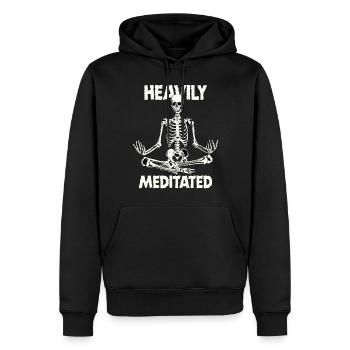 Heavily Meditated Skeleton Yogi Trendy Graphic - Männer Premium Bio Hoodie - Schwarz - Vorne - Nico (187cm)