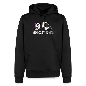 Nappy Namaste in Bed Panda Lazy Artwork - Männer Premium Bio Hoodie - Schwarz - Vorne - Nico (187cm)