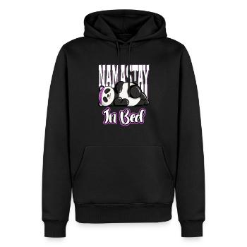 Tired Namaste in Bed Panda Lazy Artwork - Männer Premium Bio Hoodie - Schwarz - Vorne - Nico (187cm)