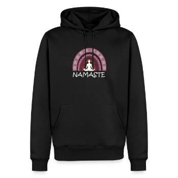 Namaste Cute Yoga Rainbow with Meditating Yogi - Männer Premium Bio Hoodie - Schwarz - Vorne - Nico (187cm)