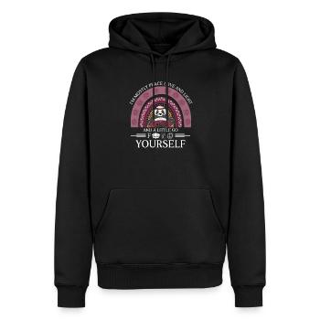 Im Mostly Peace Love and Light Cute Yoga Panda - Männer Premium Bio Hoodie - Schwarz - Vorne - Nico (187cm)