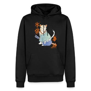 Samurai Katze mit Katana Catmurai Japanischer Krie - Männer Premium Bio Hoodie - Schwarz - Vorne - Nico (187cm)