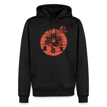 Samurai Football Funny Warrior Armor Japanese - Men’s Premium Organic Hoodie - black - Front - Nico (187cm)