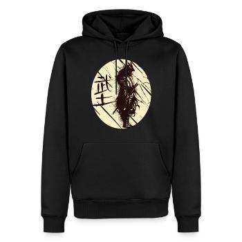 Art japonais Samouraï Guerrier japonais Kata - Sweat à capuche Premium bio Homme - noir - Devant - Nico (187cm)