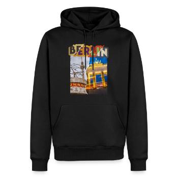 Berlin Germany City Skyline Vintage Retro - Men’s Premium Organic Hoodie - black - Front - Nico (187cm)