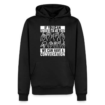 Deaf Deaf Mute Deaf - Men’s Premium Organic Hoodie - black - Front - Nico (187cm)