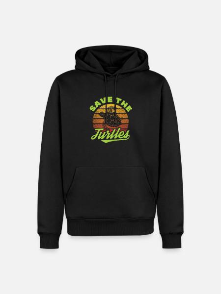 Turtle Turtle Sea Creatures Regalo - Felpa con cappuccio ecologica premium da uomo - nero