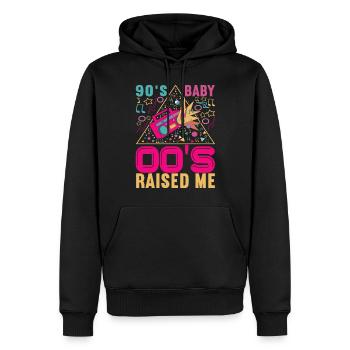 90er Jahre 90s 90er Party - Männer Premium Bio Hoodie - Schwarz - Vorne - Nico (187cm)