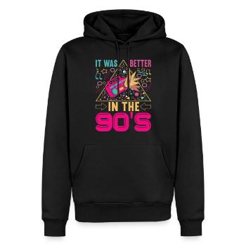 90er Jahre 90s 90er Party - Männer Premium Bio Hoodie - Schwarz - Vorne - Nico (187cm)