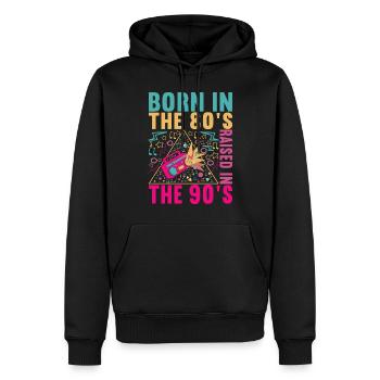 90er Jahre 90s 90er Party - Männer Premium Bio Hoodie - Schwarz - Vorne - Nico (187cm)