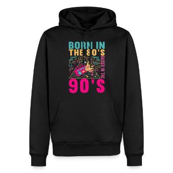 90er Jahre 90s 90er Party - Männer Premium Bio Hoodie - Schwarz - Vorne - Nico (187cm)
