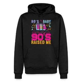 90er Jahre 90s 90er Party - Männer Premium Bio Hoodie - Schwarz - Vorne - Nico (187cm)