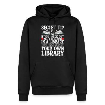 Bibliothèque de rats de bibliothèque de livres de lecture - Sweat à capuche Premium bio Homme - noir - Devant - Nico (187cm)