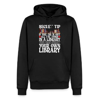 Bibliothèque de rats de bibliothèque de livres de lecture - Sweat à capuche Premium bio Homme - noir - Devant - Nico (187cm)