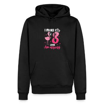 8ème anniversaire Flamingo 8 ans cadeau - Sweat à capuche Premium bio Homme - noir - Devant - Nico (187cm)