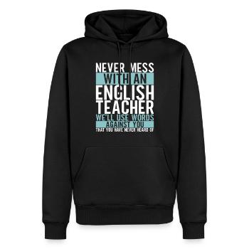 Professeur d’anglais Englisch Lehrer - Sweat à capuche Premium bio Homme - noir - Devant - Nico (187cm)