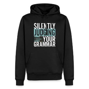 Professeur d’anglais Englisch Lehrer - Sweat à capuche Premium bio Homme - noir - Devant - Nico (187cm)