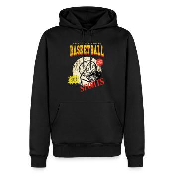 Basketball Basketballer Korb Sport Vintage Retro - Männer Premium Bio Hoodie - Schwarz - Vorne - Nico (187cm)