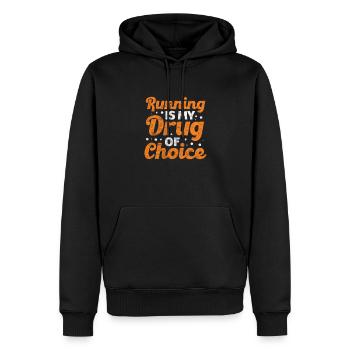 Running Runner Jogging Jogging Runner Cadeau - Sweat à capuche Premium bio Homme - noir - Devant - Nico (187cm)
