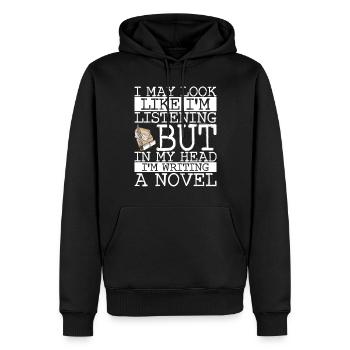 Auteur Écrivain Écrivain - Sweat à capuche Premium bio Homme - noir - Devant - Nico (187cm)